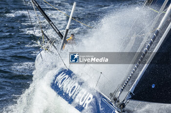 2024-09-10 - Benjamin Ferré on Imoca Monnoyeur - Duo for a Job - For the Planet during a training session prior the Vendée Globe 2024 on September 10, 2024, off Groix in France - SAILING - VENDEE GLOBE 2024 - BENJAMIN FERRÉ - IMOCA MONNOYEUR - DUO FOR A JOB - SAILING - OTHER SPORTS