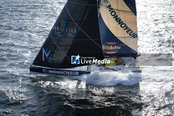 2024-09-10 - Benjamin Ferré on Imoca Monnoyeur - Duo for a Job - For the Planet during a training session prior the Vendée Globe 2024 on September 10, 2024, off Groix in France - SAILING - VENDEE GLOBE 2024 - BENJAMIN FERRÉ - IMOCA MONNOYEUR - DUO FOR A JOB - SAILING - OTHER SPORTS