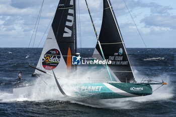 2024-09-27 - Sam Goodchild on Imoca Vulnerable - For the Planet during a training session prior the Vendée Globe 2024 on September 27, 2024, off Groix in France - SAILING - VENDEE GLOBE 2024 - SAM GOODCHILD - IMOCA VULNERABLE - HELICOPTER IMAGES - SAILING - OTHER SPORTS