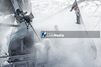 2024-09-27 - Sam Goodchild on Imoca Vulnerable - For the Planet during a training session prior the Vendée Globe 2024 on September 27, 2024, off Groix in France - SAILING - VENDEE GLOBE 2024 - SAM GOODCHILD - IMOCA VULNERABLE - HELICOPTER IMAGES - SAILING - OTHER SPORTS