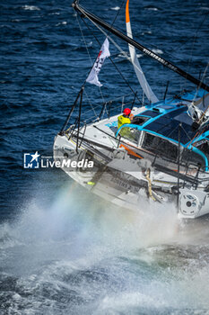 2024-09-27 - Skipper Thomas Ruyant, Imoca VULNERABLE during a training session prior the Vendée Globe 2024 on September 27, 2024, off Groix in France - SAILING - VENDEE GLOBE 2024 - THOMAS RUYANT - IMOCA VULNERABLE - HELICOPTER IMAGES - SAILING - OTHER SPORTS