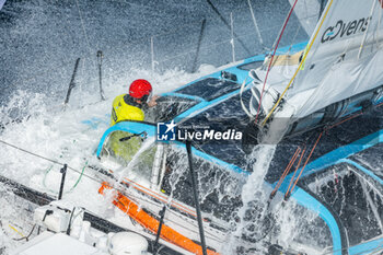 2024-09-27 - Skipper Thomas Ruyant, Imoca VULNERABLE during a training session prior the Vendée Globe 2024 on September 27, 2024, off Groix in France - SAILING - VENDEE GLOBE 2024 - THOMAS RUYANT - IMOCA VULNERABLE - HELICOPTER IMAGES - SAILING - OTHER SPORTS