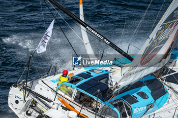 2024-09-27 - Skipper Thomas Ruyant, Imoca VULNERABLE during a training session prior the Vendée Globe 2024 on September 27, 2024, off Groix in France - SAILING - VENDEE GLOBE 2024 - THOMAS RUYANT - IMOCA VULNERABLE - HELICOPTER IMAGES - SAILING - OTHER SPORTS