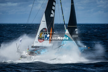 2024-09-27 - Skipper Thomas Ruyant, Imoca VULNERABLE during a training session prior the Vendée Globe 2024 on September 27, 2024, off Groix in France - SAILING - VENDEE GLOBE 2024 - THOMAS RUYANT - IMOCA VULNERABLE - HELICOPTER IMAGES - SAILING - OTHER SPORTS