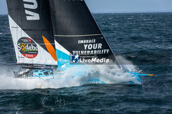 2024-09-27 - Skipper Thomas Ruyant, Imoca VULNERABLE during a training session prior the Vendée Globe 2024 on September 27, 2024, off Groix in France - SAILING - VENDEE GLOBE 2024 - THOMAS RUYANT - IMOCA VULNERABLE - HELICOPTER IMAGES - SAILING - OTHER SPORTS