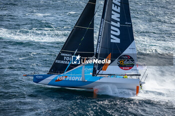 2024-09-27 - Skipper Thomas Ruyant, Imoca VULNERABLE during a training session prior the Vendée Globe 2024 on September 27, 2024, off Groix in France - SAILING - VENDEE GLOBE 2024 - THOMAS RUYANT - IMOCA VULNERABLE - HELICOPTER IMAGES - SAILING - OTHER SPORTS