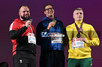 2024-06-07 - Lukas WEISsHAIDINGER, Kristjan ČEH and Mykolas ALEKNA during the Medal Ceremony Discus Throw Men European Athletics Championships 2024 at Olympic Stadium, on June 7, 2024 in Rome, Italy. - EUROPEAN ATHLETICS CHAMPIONSHIPS - INTERNATIONALS - ATHLETICS