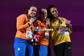 2024-06-07 - Jorinde VAN KLINKEN, Jessica SCHILDER and Yemisi OGUNLEYE during the Medal Ceremony Discus Throw Men European Athletics Championships 2024 at Olympic Stadium, on June 7, 2024 in Rome, Italy. - EUROPEAN ATHLETICS CHAMPIONSHIPS - INTERNATIONALS - ATHLETICS