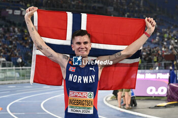 2024-06-08 - Jakob INGEBRIGTSEN Gold Medal 5000m Men during European Athletics Championships 2024 at Olympic Stadium, on June 8, 2024 in Rome, Italy. - EUROPEAN ATHLETICS CHAMPIONSHIPS - INTERNATIONALS - ATHLETICS