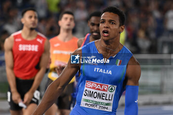 2024-06-08 - Lorenzo Ndele SIMONELLI Gold Medal 110m Hurdles Men during European Athletics Championships 2024 at Olympic Stadium, on June 8, 2024 in Rome, Italy. - EUROPEAN ATHLETICS CHAMPIONSHIPS - INTERNATIONALS - ATHLETICS