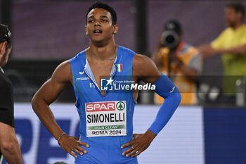 2024-06-08 - Lorenzo Ndele SIMONELLI Gold Medal 110m Hurdles Men during European Athletics Championships 2024 at Olympic Stadium, on June 8, 2024 in Rome, Italy. - EUROPEAN ATHLETICS CHAMPIONSHIPS - INTERNATIONALS - ATHLETICS