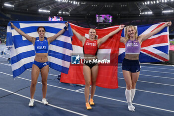 2024-06-10 - Aikaterini STEFANIDI, Angelica MOSER and Molly CAUDERY Pole Vault Women during European Athletics Championships 2024 at Olympic Stadium, on June 10, 2024 in Rome, Italy. - EUROPEAN ATHLETICS CHAMPIONSHIPS - INTERNATIONALS - ATHLETICS