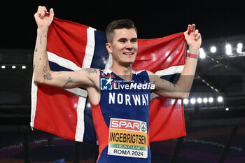 2024-06-12 - Jakob INGEBRIGTSEN Gold Medal 1500m Men during European Athletics Championships 2024 at Olympic Stadium, on June 12, 2024 in Rome, Italy. - EUROPEAN ATHLETICS CHAMPIONSHIPS - INTERNATIONALS - ATHLETICS