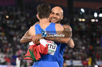 2024-06-12 - Lamont Marcell JACOBS and Filippo TORTU Gold Medal 4 x 100m Relay Men during European Athletics Championships 2024 at Olympic Stadium, on June 12, 2024 in Rome, Italy. - EUROPEAN ATHLETICS CHAMPIONSHIPS - INTERNATIONALS - ATHLETICS