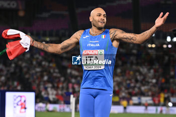 2024-06-12 - Lamont Marcell JACOBS Gold Medal 4 x 100m Relay Men during European Athletics Championships 2024 at Olympic Stadium, on June 12, 2024 in Rome, Italy. - EUROPEAN ATHLETICS CHAMPIONSHIPS - INTERNATIONALS - ATHLETICS