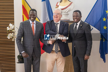 02/02/2024 - Ababu Namwamba and Paul Tergat and Frederic Vigouroux during the Meeting Miramas Metropole 2024, World Athletics Indoor Tour Silver on February 2, 2024 at Miramas Métropole stadium in Miramas, France - ATHLETICS - MEETING MIRAMAS METROPOLE 2024 - INTERNAZIONALI - ATLETICA