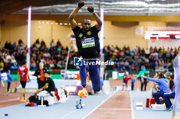 2024-02-23 - TEDDY TAMGHO (FRA) competes the Triple Jump Men Final during the World Athletics Indoor Tour Gold Madrid 24 on February 23, 2024 at Polideportivo Gallur in Madrid, Spain - ATHLETICS - WORLD INDOOR TOUR GOLD - MADRID 2024 - INTERNATIONALS - ATHLETICS