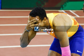 23/02/2024 - LORENZO NDELE SIMONELLI (ITA) reacts after winning the 60m Hurdles Men Final during the World Athletics Indoor Tour Gold Madrid 24 on February 23, 2024 at Polideportivo Gallur in Madrid, Spain - ATHLETICS - WORLD INDOOR TOUR GOLD - MADRID 2024 - INTERNAZIONALI - ATLETICA