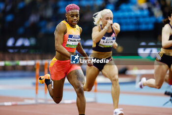 2024-02-23 - DEVYNNE CHARLTON (BAH) competes the 60m Hurdles Women Final during the World Athletics Indoor Tour Gold Madrid 24 on February 23, 2024 at Polideportivo Gallur in Madrid, Spain - ATHLETICS - WORLD INDOOR TOUR GOLD - MADRID 2024 - INTERNATIONALS - ATHLETICS