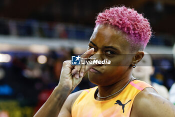 23/02/2024 - DEVYNNE CHARLTON (BAH) reacts after winning the 60m Hurdles Women Final during the World Athletics Indoor Tour Gold Madrid 24 on February 23, 2024 at Polideportivo Gallur in Madrid, Spain - ATHLETICS - WORLD INDOOR TOUR GOLD - MADRID 2024 - INTERNAZIONALI - ATLETICA