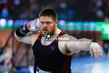 23/02/2024 - Roger Steen (USA) competes in the Shot Put Men Final during the World Athletics Indoor Tour Gold Madrid 24 on February 23, 2024 at Polideportivo Gallur in Madrid, Spain - ATHLETICS - WORLD INDOOR TOUR GOLD - MADRID 2024 - INTERNAZIONALI - ATLETICA