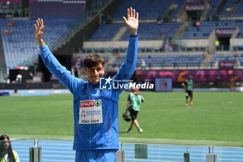 2024-06-09 - Pietro Riva of Italy winning the silver medal in the half marathon at the 2024 European Athletics Championships at the Olympic Stadium in Rome, June 9, 2024 - EUROPEAN ATHLETICS CHAMPIONSHIPS - INTERNATIONALS - ATHLETICS