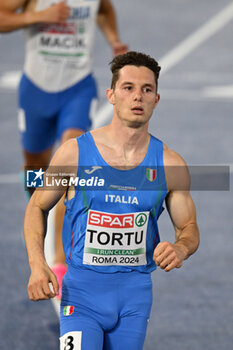 2024-06-09 - Filippo Tortu of Italy in action during the European Athletics Championships 2024 at the Olympic Stadium in Rome, Italy June 9, 2024 - EUROPEAN ATHLETICS CHAMPIONSHIPS - INTERNATIONALS - ATHLETICS