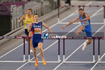 11/06/2024 - Karsten WARHOLM of Norway wins the gold medal in the men's 400-meter hurdles at the Rome 2024 European Athletics Championships at the Olympic Stadium in Rome, June 11, 2024. - EUROPEAN ATHLETICS CHAMPIONSHIPS - INTERNAZIONALI - ATLETICA