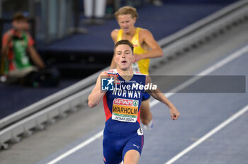 11/06/2024 - Karsten WARHOLM of Norway wins the gold medal in the men's 400-meter hurdles at the Rome 2024 European Athletics Championships at the Olympic Stadium in Rome, June 11, 2024. - EUROPEAN ATHLETICS CHAMPIONSHIPS - INTERNAZIONALI - ATLETICA