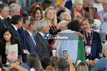 11/06/2024 - Gianmarco Tamberi of Italy greets Italian President Sergio Mattarella after winning the gold medal in the men's high jump at the European Athletics Championships Rome 2024 at the Olympic Stadium in Rome, June 11, 2024. - EUROPEAN ATHLETICS CHAMPIONSHIPS - INTERNAZIONALI - ATLETICA