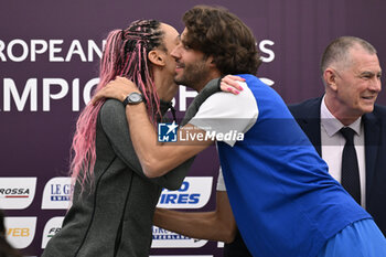 06/06/2024 - Katarina Johnson-Thompson and Gianmarco Tamberi during Official Press Conference of European Athletics Championships 2024 at CONI Honour Hall, on June 6, 2024 in Rome, Italy. - EUROPEAN CHAMPIONSHIPS - PRESS CONFERENCE - INTERNAZIONALI - ATLETICA