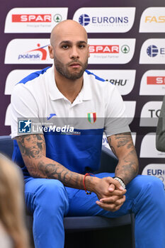 06/06/2024 - Marcell Jacobs during Official Press Conference of European Athletics Championships 2024 at CONI Honour Hall, on June 6, 2024 in Rome, Italy. - EUROPEAN CHAMPIONSHIPS - PRESS CONFERENCE - INTERNAZIONALI - ATLETICA