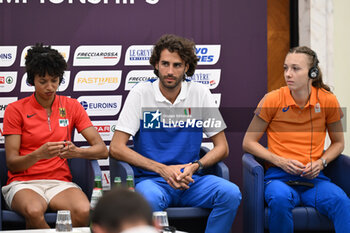 06/06/2024 - Malaika Mihambo, Gianmarco Tamberi and Femke Bol during Official Press Conference of European Athletics Championships 2024 at CONI Honour Hall, on June 6, 2024 in Rome, Italy. - EUROPEAN CHAMPIONSHIPS - PRESS CONFERENCE - INTERNAZIONALI - ATLETICA