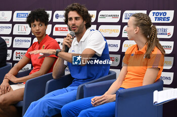 06/06/2024 - Malaika Mihambo, Gianmarco Tamberi and Femke Bol during Official Press Conference of European Athletics Championships 2024 at CONI Honour Hall, on June 6, 2024 in Rome, Italy. - EUROPEAN CHAMPIONSHIPS - PRESS CONFERENCE - INTERNAZIONALI - ATLETICA