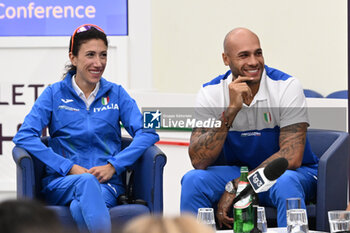 06/06/2024 - Antonella Palmisano and Marcell Jacobs during Official Press Conference of European Athletics Championships 2024 at CONI Honour Hall, on June 6, 2024 in Rome, Italy. - EUROPEAN CHAMPIONSHIPS - PRESS CONFERENCE - INTERNAZIONALI - ATLETICA