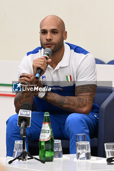 06/06/2024 - Marcell Jacobs during Official Press Conference of European Athletics Championships 2024 at CONI Honour Hall, on June 6, 2024 in Rome, Italy. - EUROPEAN CHAMPIONSHIPS - PRESS CONFERENCE - INTERNAZIONALI - ATLETICA