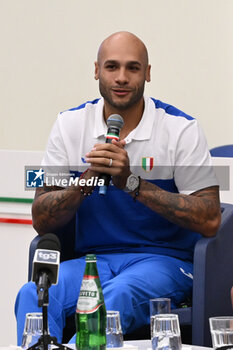 06/06/2024 - Marcell Jacobs during Official Press Conference of European Athletics Championships 2024 at CONI Honour Hall, on June 6, 2024 in Rome, Italy. - EUROPEAN CHAMPIONSHIPS - PRESS CONFERENCE - INTERNAZIONALI - ATLETICA