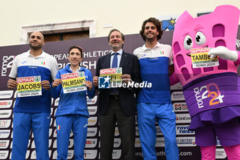 06/06/2024 - Marcell Jacobs, Antonella Palmisano, Stefano Mei and Gianmarco Tamberi during Official Press Conference of European Athletics Championships 2024 at CONI Honour Hall, on June 6, 2024 in Rome, Italy. - EUROPEAN CHAMPIONSHIPS - PRESS CONFERENCE - INTERNAZIONALI - ATLETICA