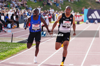 2024-06-28 - Dylan Vermont, Jimmy Vicaut, Heat Men's 100 M during the French Athletics Championships 2024 on June 28, 2024 at Stade du Lac de Maine in Angers, France - ATHLETICS - FRENCH CHAMPIONSHIPS 2024 - INTERNATIONALS - ATHLETICS