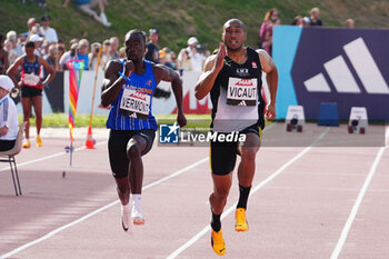 2024-06-28 - Dylan Vermont, Jimmy Vicaut, Heat Men's 100 M during the French Athletics Championships 2024 on June 28, 2024 at Stade du Lac de Maine in Angers, France - ATHLETICS - FRENCH CHAMPIONSHIPS 2024 - INTERNATIONALS - ATHLETICS