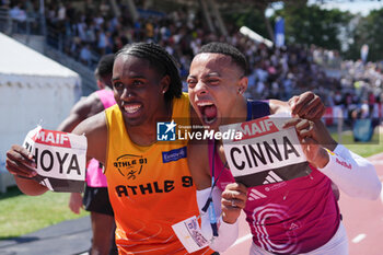 2024-06-30 - Erwann Cinna and Sasha Zhoya, Men's 110 M Hurdles during the French Athletics Championships 2024 on June 30, 2024 at Stade du Lac de Maine in Angers, France - ATHLETICS - FRENCH CHAMPIONSHIPS 2024 - INTERNATIONALS - ATHLETICS