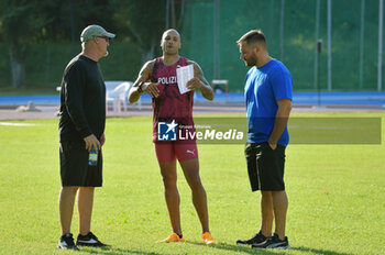 14/07/2024 - Marcel Jacobs (Ita) together with coach Rana Reider (USA) during testing ahead of the Paris 2024 Olympics on the track of the 