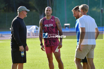 14/07/2024 - Marcel Jacobs (Ita) together with coach Rana Reider (USA) during testing ahead of the Paris 2024 Olympics on the track of the 