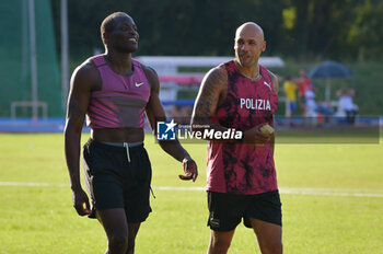 14/07/2024 - Marcel Jacobs (Ita) together with Jerome Blake (Can) during testing ahead of the Paris 2024 Olympics on the track of the 