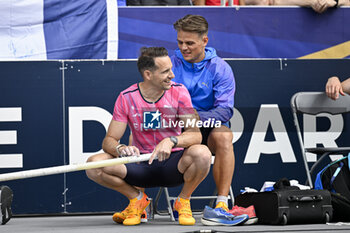 2024-07-07 - Thibaut Collet and Renaud Lavillenie during the Meeting de Paris Wanda Diamond League 2024 athletics event on July 7, 2024 at Charlety stadium in Paris, France. Photo Victor Joly / DPPI - ATHLETICS - DIAMOND LEAGUE 2024 - PARIS - INTERNATIONALS - ATHLETICS