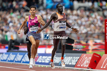 2024-07-20 - Dominic Lokinyomo Lobalu (SUI), Grant Fisher (USA), 3000m Men, during the Wanda Diamond League 2024, athletics meet on 20 July 2024 at the London Stadium in London, England - ATHLETICS - DIAMOND LEAGUE 2024 - LONDON - INTERNATIONALS - ATHLETICS