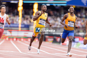 2024-07-20 - Noah Lyles (USA), Letsile Tebogo (BOT), 100m Men during the Wanda Diamond League 2024, athletics meet on 20 July 2024 at the London Stadium in London, England - ATHLETICS - DIAMOND LEAGUE 2024 - LONDON - INTERNATIONALS - ATHLETICS