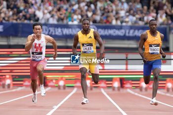 2024-07-20 - Louie Hinchliffe (GBR), Noah Lyles (USA), Letsile Tebogo (BOT), 100m Men during the Wanda Diamond League 2024, athletics meet on 20 July 2024 at the London Stadium in London, England - ATHLETICS - DIAMOND LEAGUE 2024 - LONDON - INTERNATIONALS - ATHLETICS