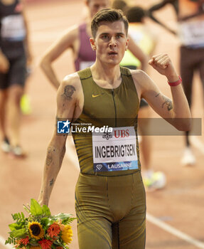 2024-08-22 - Lausanne Switzerland, 08 22 2024: Jakob Ingebrigtsen (NOR) wins 1500 m during Wanda Diamond League Athletissima Lausanne at the La Pontaise stadium. Patrick Dancel, Live Media - ATHLETISSIMA - INTERNATIONALS - ATHLETICS