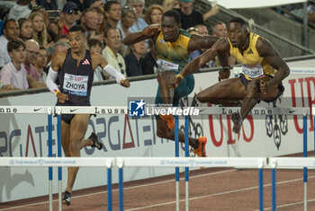 2024-08-22 - Lausanne Switzerland, 08 22 2024: Grant Holloway (USA) makes it second at 110m hurdles during Wanda Diamond League Athletissima Lausanne at the La Pontaise stadium. Patrick Dancel, Live Media - ATHLETISSIMA - INTERNATIONALS - ATHLETICS